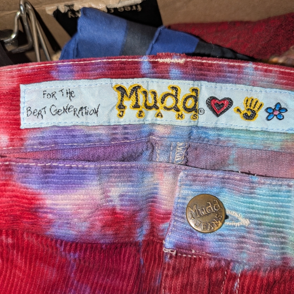 Vintage Mudd Jeans Tie Die Colorful Tie-Dye Flare Corduroy Jeans - Picture 2 of 5